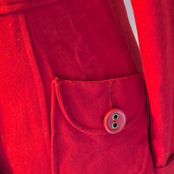 Women's Red Coat by Tulle. Beautiful Wool Overcoat -M / L - Picture 3 of 4